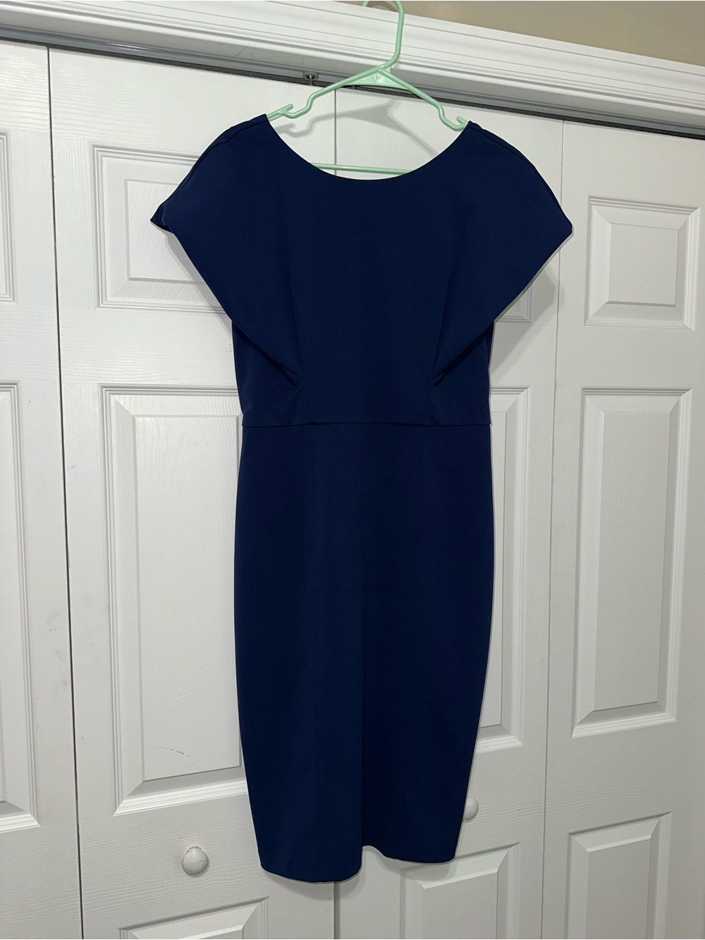 Express Navy Cap-Sleeve Sheath Dress